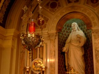 sanctuary lamp and Sacred Heart