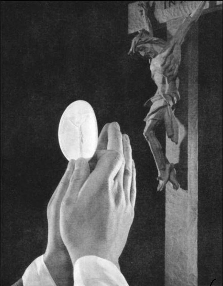 Elevated host and crucifix